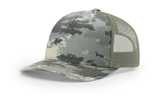 Richardson Printed Mesh Back Trucker Cap, Snapback Hat - 112P