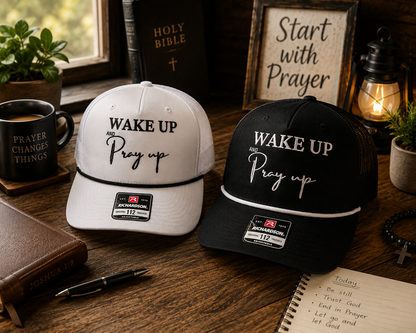 WAKE UP and Pray Up Embroidered Richardson Trucker Cap